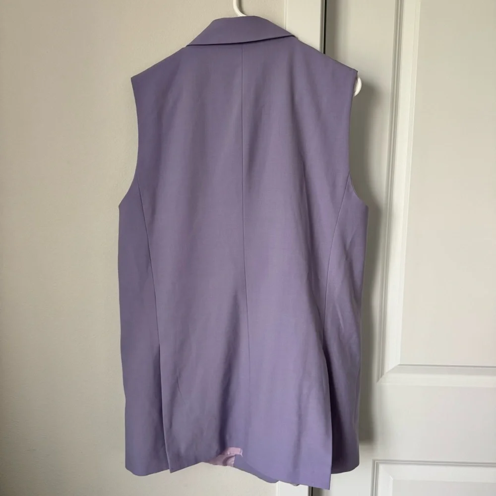 Karen Millen Wool Blend Asymmetric Sleeveless Jacket Vest Size 12 Lavender - Picture 12 of 16